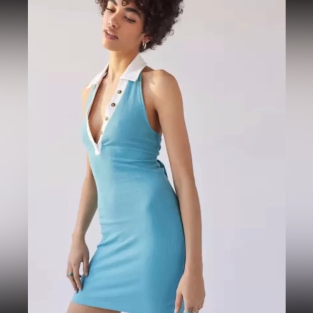 NWT Urban Outfitters Dalton Collared Blue Backout Dress